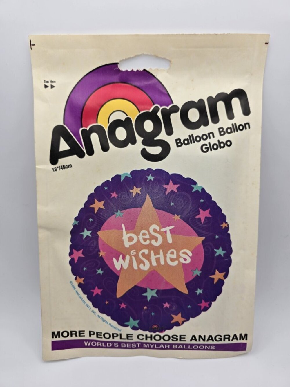 Anagram Vintage "Best Wishes" Metallic Helium Balloon 1990s